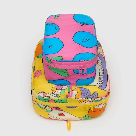 NWT Baggu Packing Cube Set - Still Life (Apples & Bananas, Patisserie) - Picture 4 of 5